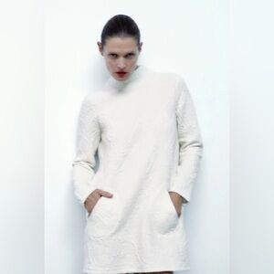 Zara Quilted White/ecru Mini Dress Size  S